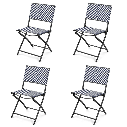 4PCS Patio Dining Chairs Outdoor Wicker Folding Chair Set