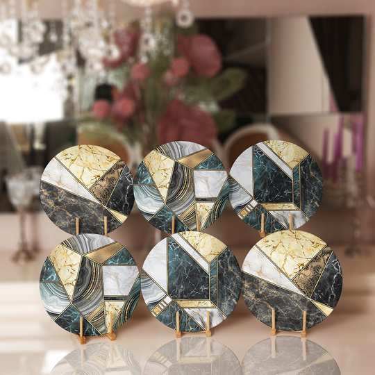 Geometric Placemat|Set Of 6 Table Mat|Round Dining Supla|Circle Underplate|American Service Supla|Kitchen Gift|Decorative Supla