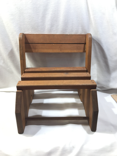 Doll Chair, Miniature Furniture, Wood Folding Deck Chair Design, Vintage 12 Inches Tall, Toddler Step Stool