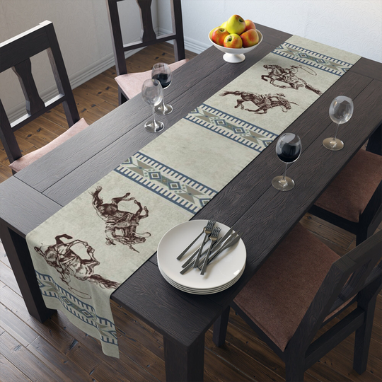 Southwestern Table Runner, Boho Runner With Cowboy, Cloth, Western Décor