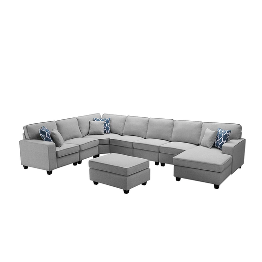 Faith Linen 8-piece Modular Sectional Sofa