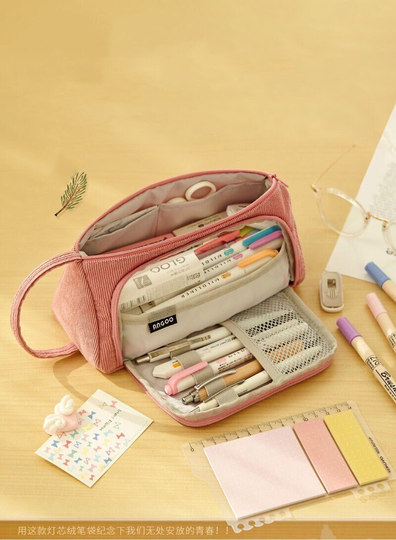 Large Capacity Front Window Pencil Case | Pen Case Pouch Zipper Makeup Bag College School Office Supplies