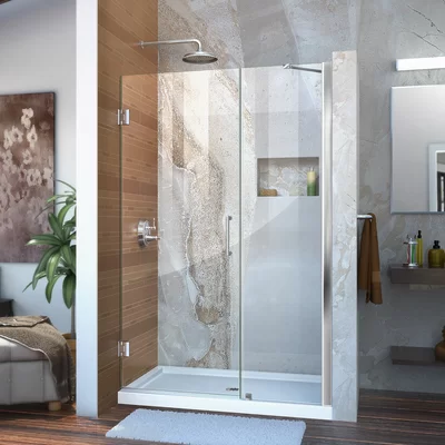 Unidoor 46" W x 72" H Hinged Frameless Shower Door