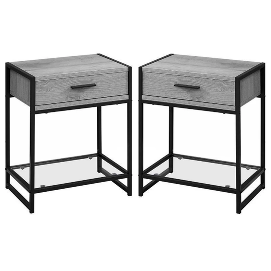 18" Storage Accent End Table in Gray and Black - Set of 2 - 54 x 84