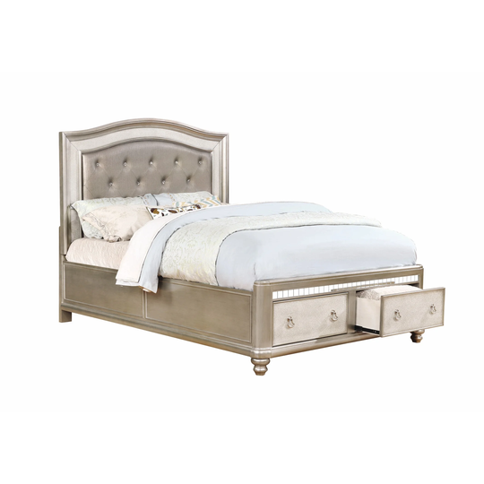 Luxe Metallic Tufted 2-drawer Storage Bed