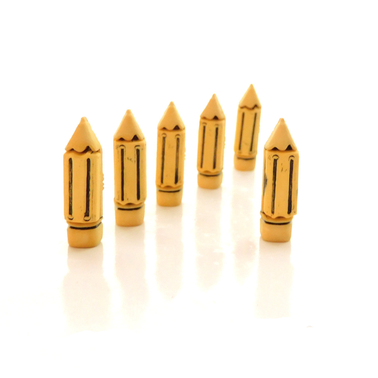 Pencil Buttons - Galore/School Writing Embellishment Set Of Six