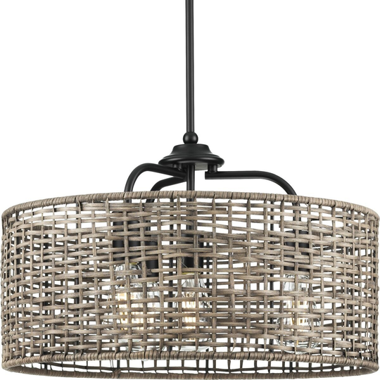 Lavelle Collection 4-Light Natural Rattan Global Hanging Pendant Light - 20.5 in x 20.5 in x 13.375 in