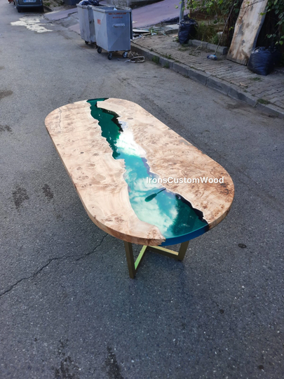 Epoxy Resin Table, River Dining Oval Clear Table