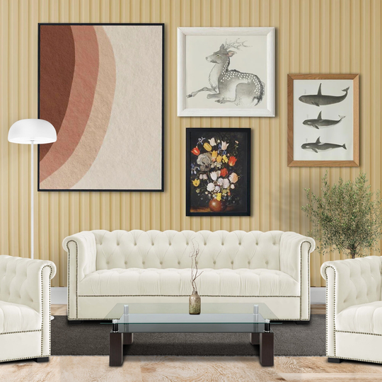 Ontario Modern Chesterfield Tufted Ivory Velvet Upholstered Sofa
