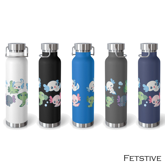 Colorful Baby Axolotl 22Oz Vacuum Insulated Bottle | Available in Several Colors