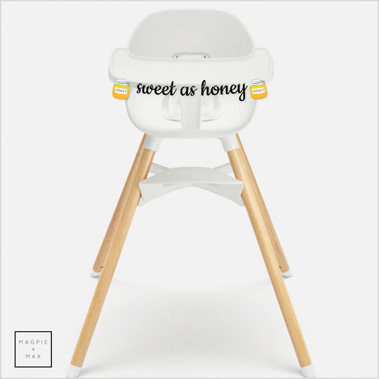 Sweet As Honey High Chair Banner With Pot End Shapes. Black & Yellow/Orange