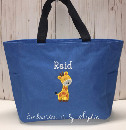 Personalized Giraffe Essential Tote Bag/Birthday Gift/Baby Shower Gift/Essential Diaper Bag/Safari Zoo Animals