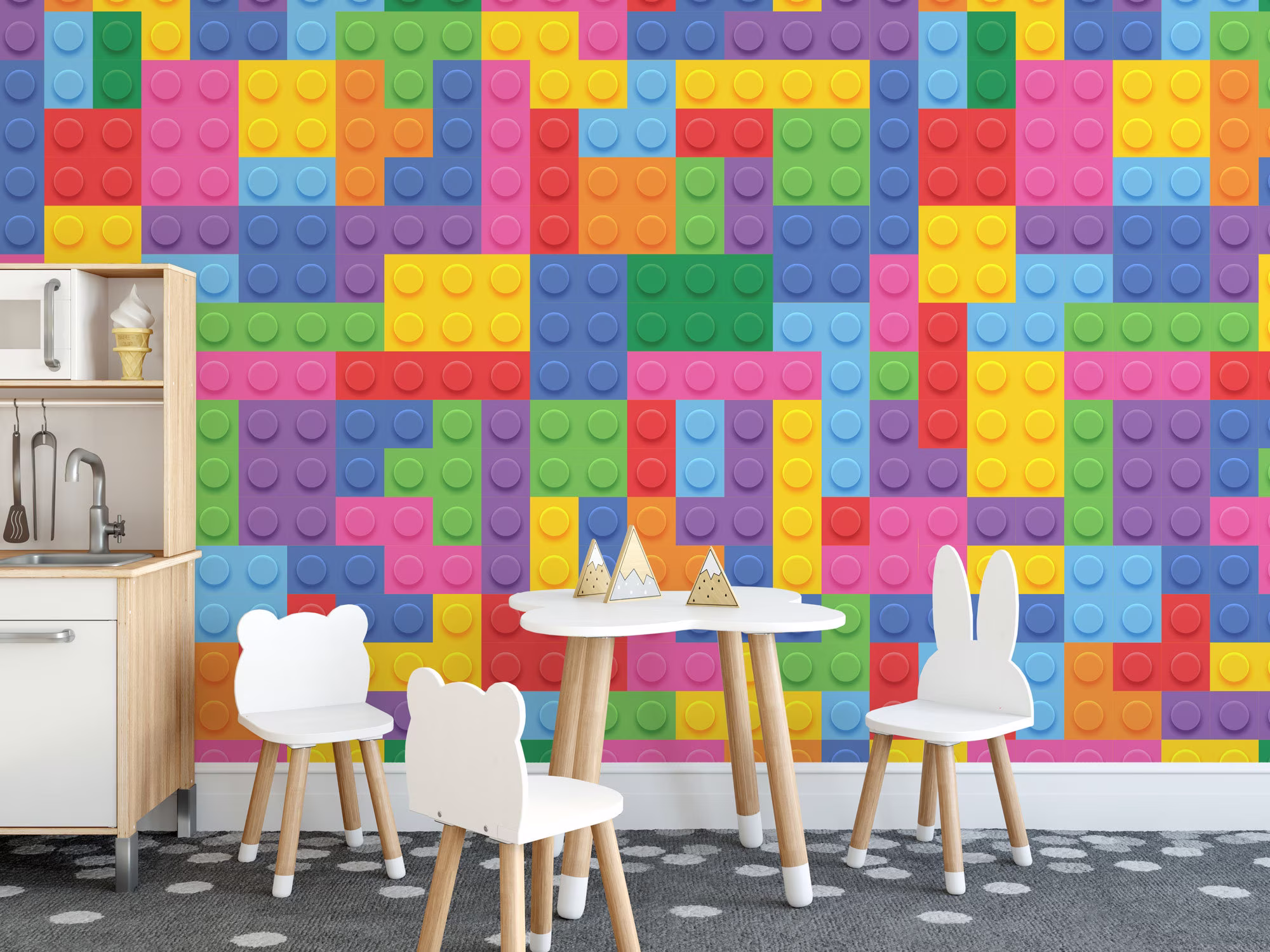 Colorful Constructor Removable Vinyl Mural/Peel & Stick Wallpaper Constructor Print