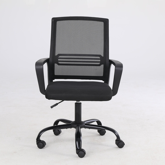 Office Chair Breathable Mesh, Computer Chair Lumbar Support, Modern Simple Adjustable Chair Height With Fixed Armrests(Black)