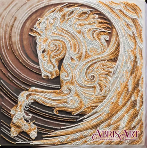 Diy Bead Embroidery Kit On Art Canvas "Pegasus - Horse", Gift. Size 11.8"×11.8" | 30×30 cm | Abris