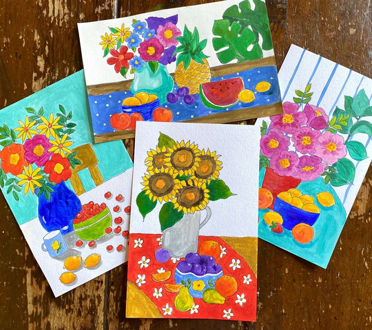 Acrylics Painitng Kit ~ Flowers & Fruit