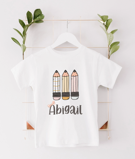 Back To School Shirt, Pencils To Shirt, First Day Of For Girl, Personalized Custom Tee
