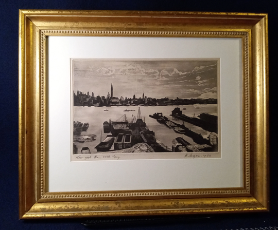 Herbert Meyer | American 1882-1960 "From 23rd Street Ferry", Etching/Aquatint, 1933, Signed in Pencil, | Free Shipping | Just Reduced