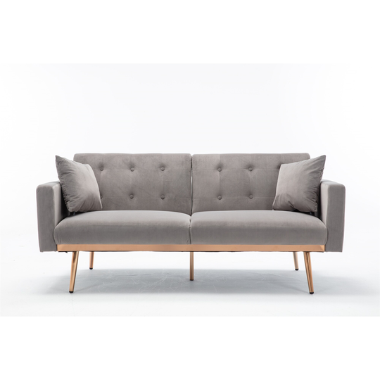 Loveseat Sofa Velvet Upholstered Convertible Sofa Bed Sleeper with Metal Feet