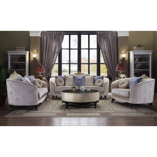 ACME Sheridan Chair with 2 Pillows in Cream Fabric