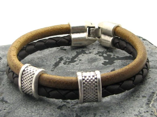 Valentines Day Gift For Him, Leather Bracelet, Gift Boyfriend. Mens Leather Bracelet