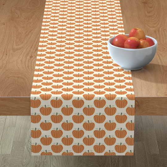 Perfect Pumpkins Table Runner - Orange By Ashleighfish Autumn Fall Halloween Harvest Cotton Sateen Spoonflower
