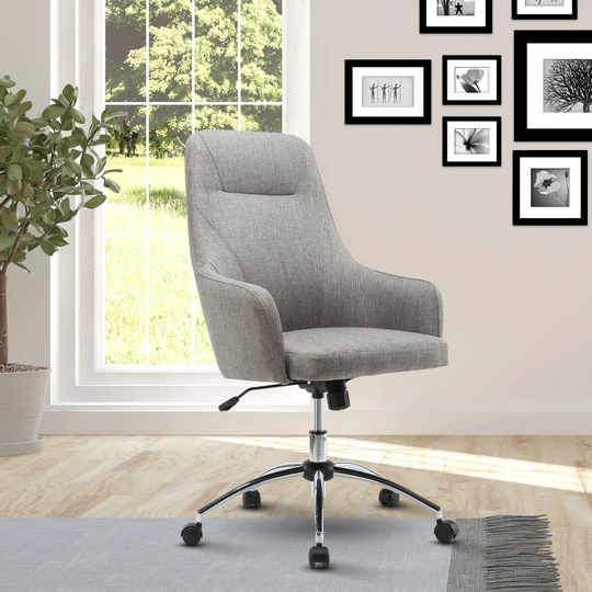 Modern and Comfortable Height Adjustable Rolling Office Chair with Wheels, Gray