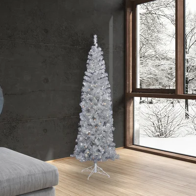 Silver Dural LED Pencil Artificial Christmas Tree