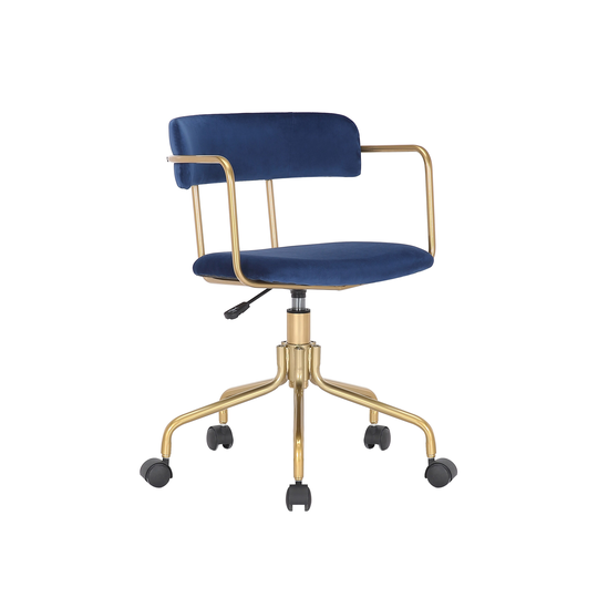 Porthos Home Fynn Office Chair, Velvet, Gold Chrome Frame and Legs