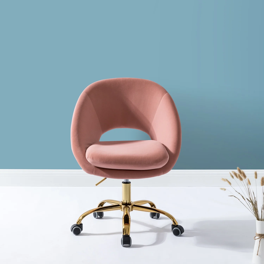 Savas Height Adjustable Swivel Velvet Task Chair with Gold Base