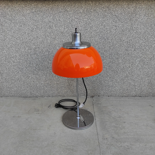 Meblo Guzzini Faro Orange Table Lamp 70's, Harvey Lamp, Mid Century Table Space Age Design Made in Yugoslavia