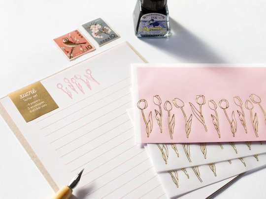 Transparent Stationery Set -Sucre "Tulip" - By El Commun/Matoka Brand Made in Japan