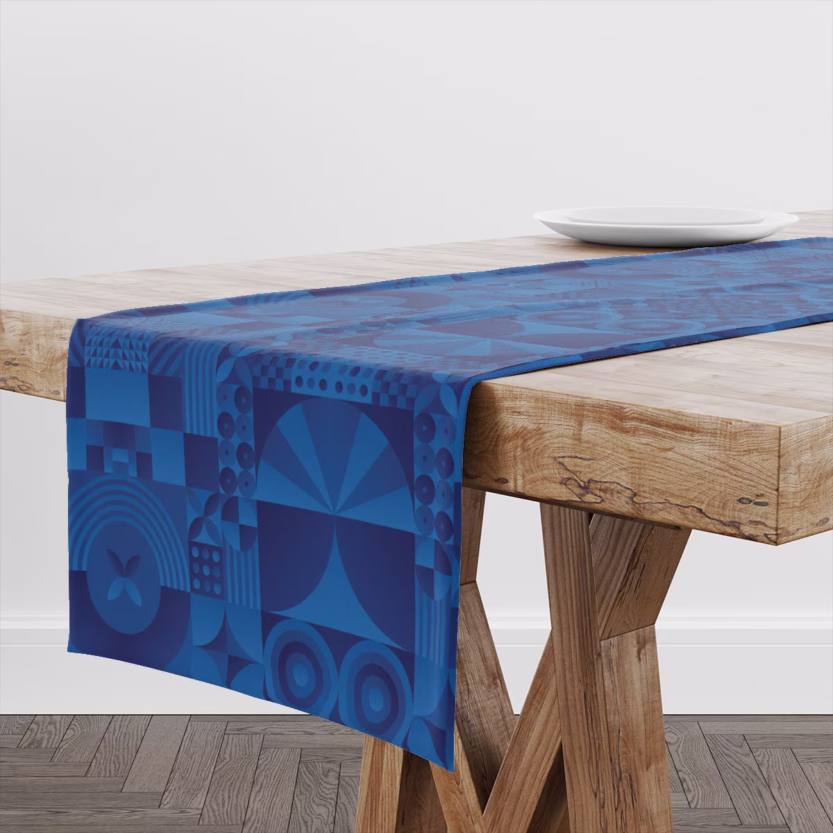 Table Runner Blue Round | Unique Design Decor High Quality Textile & Print Made in Eu