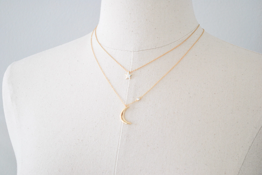 Moon Necklace, Gold Necklace, Crescent Moon, Moon Pendant, Half Necklace, Moon Jewelry, Celestial Jewelry, Dainty Necklace, Gift For Her