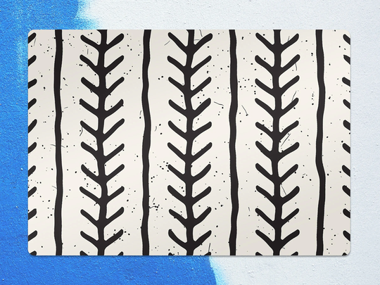 Brush Chair Mat, Black Vinyl Floor White Protective Minimalistic Splat Area Rug, Housewarming Gift, Game Room Rug