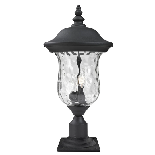 Avery Home Lighting Waterglass Armstrong Outdoor Black/ Clear 3-light Post Mount
