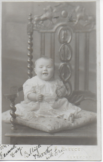 Rppc, Vintage Photo, Baby, Ornate Chair, Carved Back, Kenneth, Christmas, 1922
