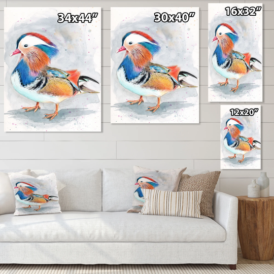 Designart 'Colorful Mandarin Duck' Traditional Canvas Wall Art Print