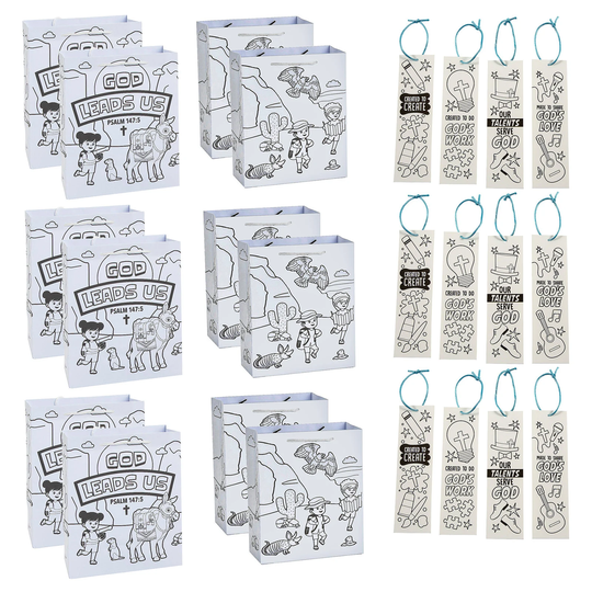 Vbs Craft Supplies - Diy Paper Coloring Bags & Bookmarks For Kids | One Dozen Of Each