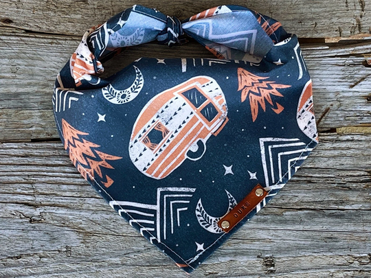 Bandana Dog, Camping Outdoors Dog Bandana, Traditional Tie, Personalized Leather Name Tag Bandanna, Scarf, Pet Accessories