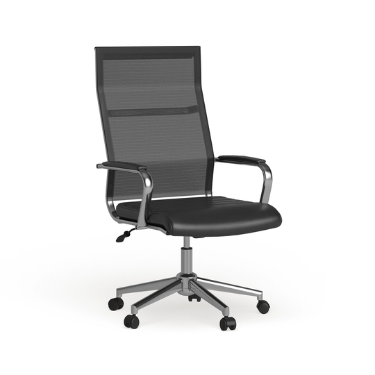 High Back Mesh Executive Swivel Office Chair with LeatherSoft Seat