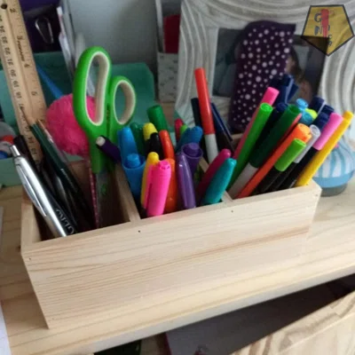 Wood Pen Pencil/Remote Control Holder Container Stationery Case Office Desktop Organizer With Hollow Design For Office Supplies, Living Goods, School