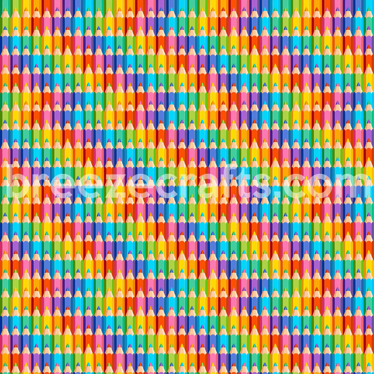 Rainbow Colored Pencil Sublimation Pattern Sheet - Ready To Press Transfer Printed Back School/Teacher S4056