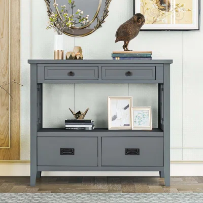 Haaken 36.02" Wide 4 Drawer Pine Solid Wood Sideboard