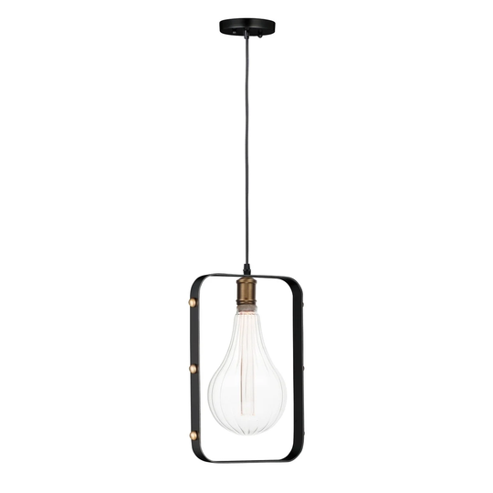 Early Electric 1-Light Pendant - black / antique brass