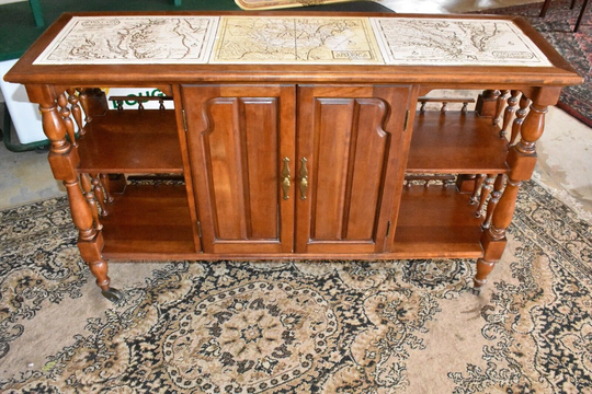 Vintage Map Console Table in Cherry