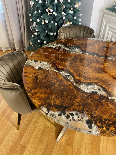 Custom Transparent Epoxy Round Table, Clear Dining Table, Coffee Office River Table
