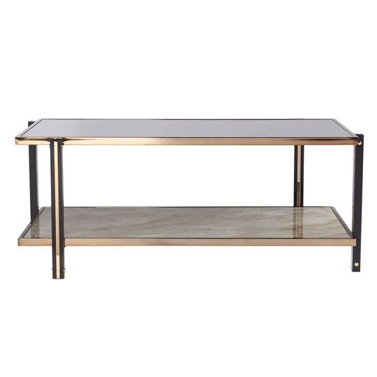 43" Gray and Gold Cocktail Table with Mirrored Top