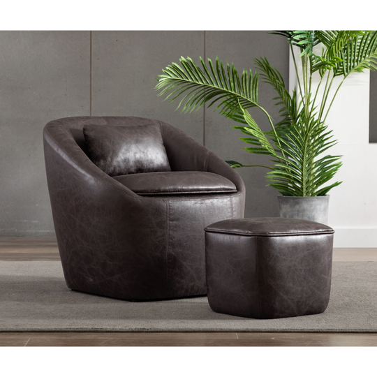 WOVENBYRD Barrel Chair with Storage Seat and Ottoman