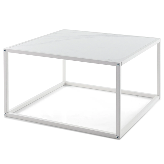 Costway Coffee Table Modern Rectangular Coffee Table Metal Frame For - 27.5'' x 27.5'' x 16''